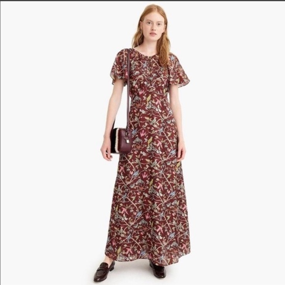 J. Crew Dresses & Skirts - NWT J Crew brown gold bird menagerie maxi dress